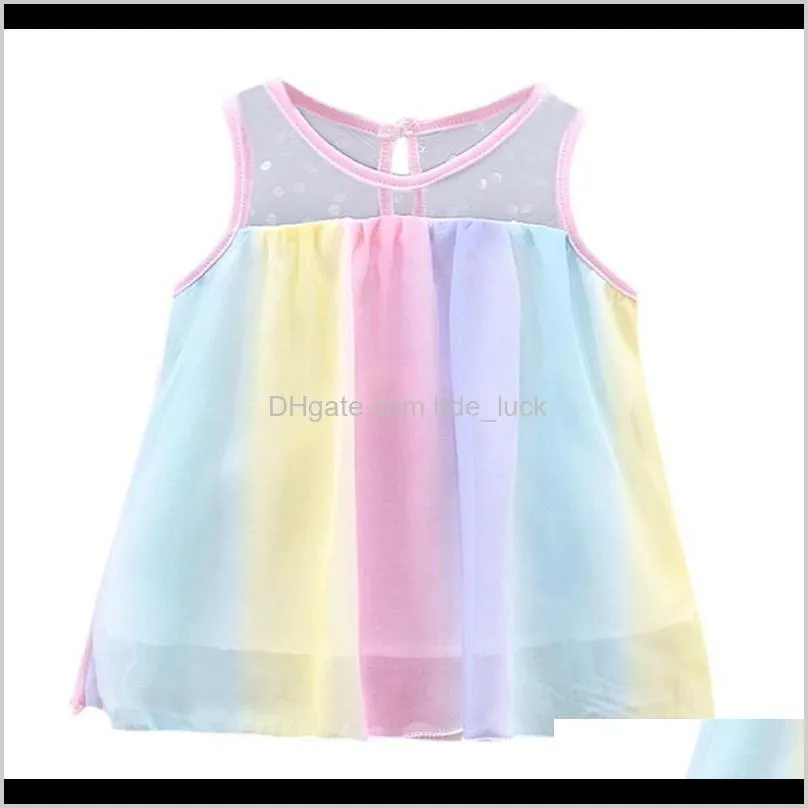 Toddler Baby Girls Sleeveless Rainbow Tulle Princess Dress