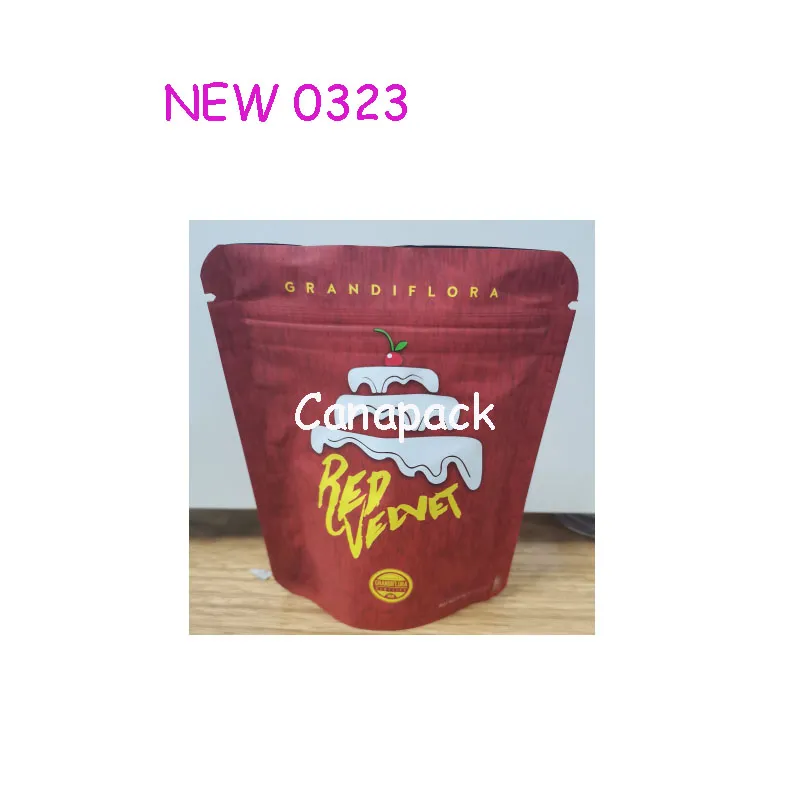 420 Sacos à prova de cheiro Mylar Runtz Red Velvet Street Heat Jungle Boys Cali Packs Dry Herb Flower Packaging