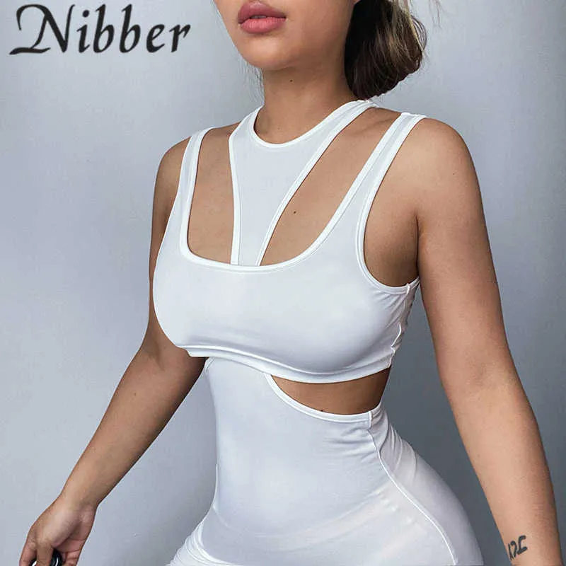 Nibber y2k cor pura sexy recorte 2 dois peça mini vestido sets mulheres verão sem mangas bandagem bodycon vestidos festa clubwear y0823