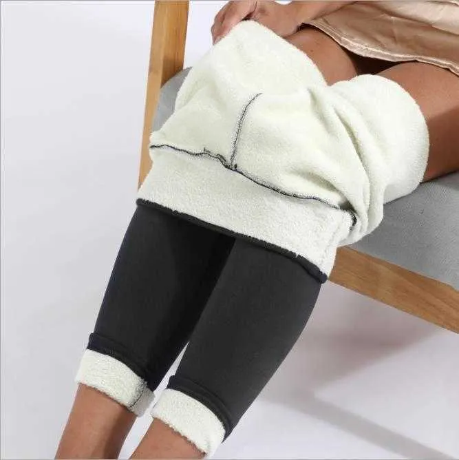 Women Warm Fleece Legging Cotton Velvet Fleece Tight Pants High Waist  Stretch Wool Thick Slim Trousers Winter Fitness Leggings