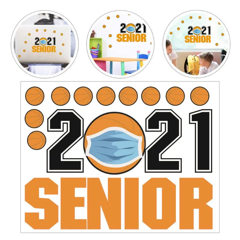 Autocollants de fenêtre 1pc Graduation Season Sticker Decor Graduate 2021 Wall (Orange)