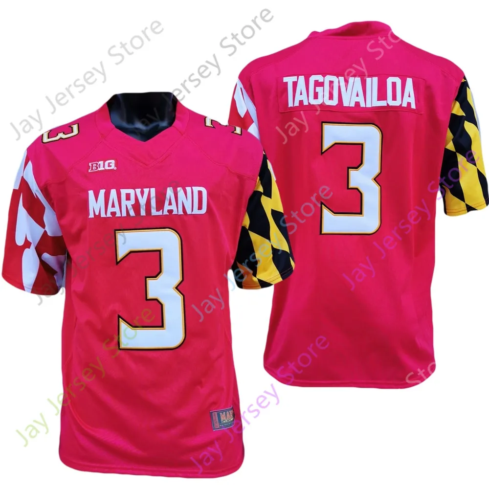 Maryland Terrapins Football Jersey NCAA College Taulia Tagovailoa Red White Size S-3xl All Ed Młodzież