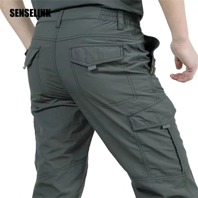 Os militares do exército dos homens táticos táticos multi bolso calças de carga ao ar livre respirável casual macho impermeável calças secas rápidas 211123