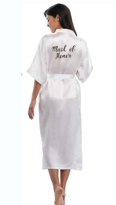 Women Silk Satin Long Wedding Bride Bridesmaid Robe Kimono Robe Feminino Bath Robe Large Size XXXL Peignoir Femme Sexy Bathrobe 210901