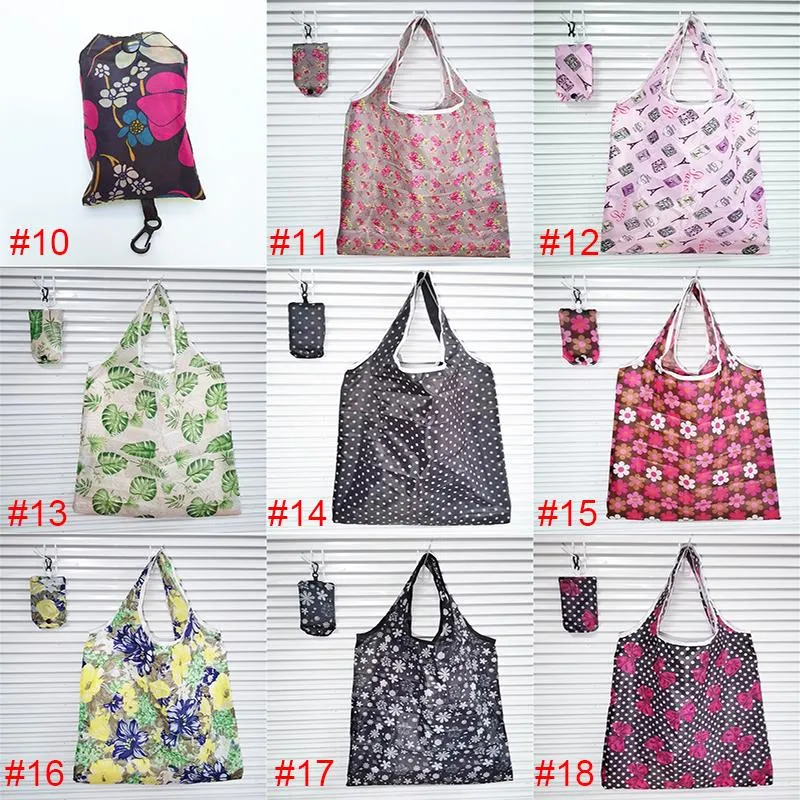 Home Storage Nylon Foldable Shopping Bags Reusable Eco-Friendly folding Bag Ladies Storage Bags MMA132