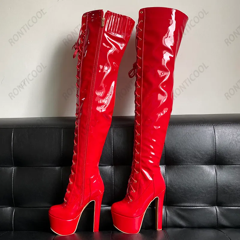 Black and red thigh high boots hotsell