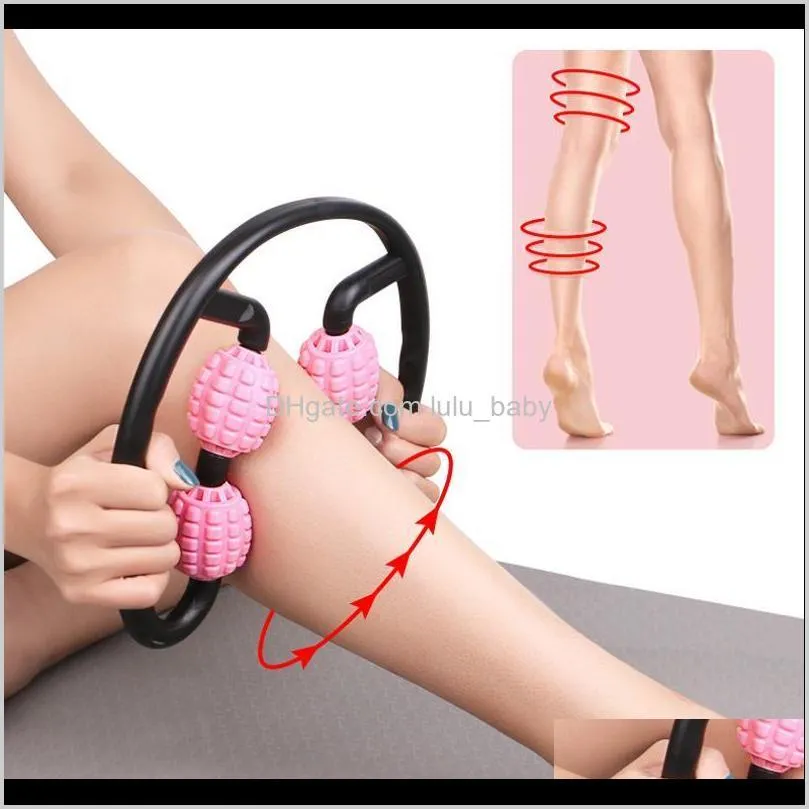 360° massager leg muscle relaxation roller ring clamp leg massage stick yoga body shaping 4 wheels fitness device for sports