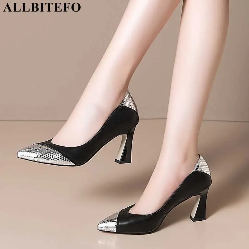 Tamanho AlliteBoxo 34-43 Genuíno Marca de couro Alto Salto alto Moda Sexy Cores Misto Mulheres Saltos Sapatos de Salto Alto Sapatos 210611