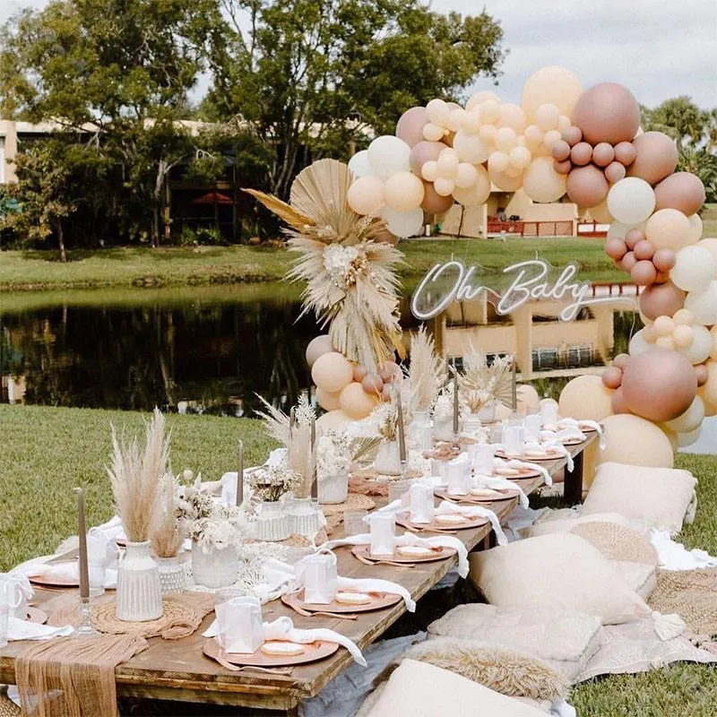 Party Decoration Balloons Cream Peach Garland Kit Wedding Chrome Rose Gold White Balloon Arch Birthday Supplies DIY