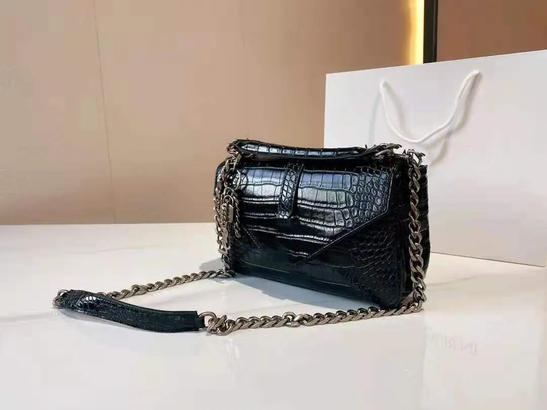 Crocodile pattern messenger bag high-quality one-shoulder portable diagonal bags luxury designer ladies handbag large-capacity handbags retro simple style