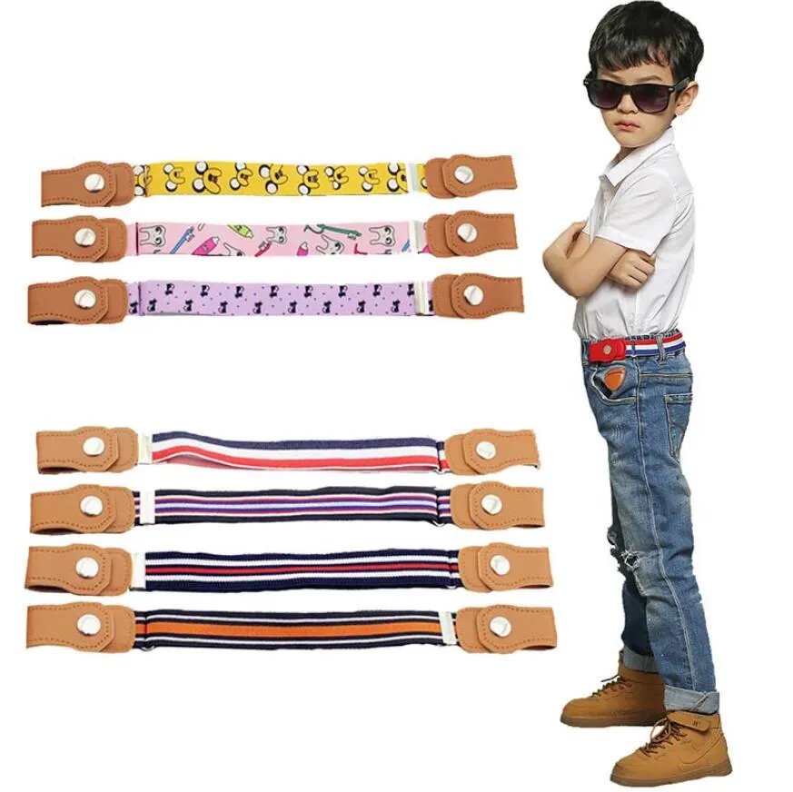 Barn Spännfri Elastisk Bälte Midja Inga Spänne Stretch Belts Småbarn Justerbara pojkar och Tjejens bälten för jeans 6 färger