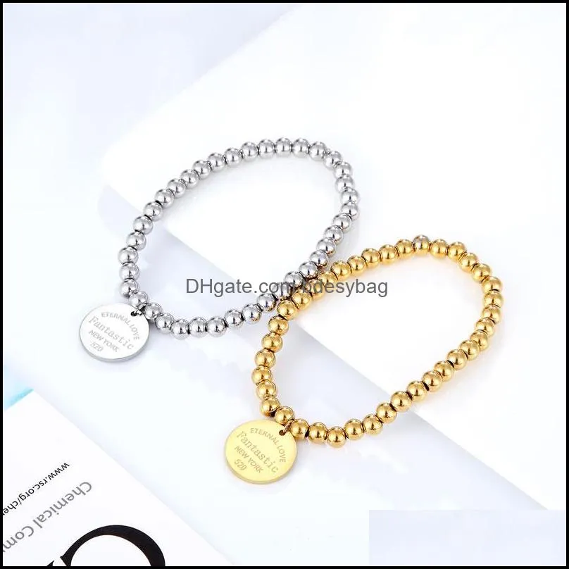 Anklets Stainless Steel Elastic Rope Bead Bracelet For Women Round Charm Fantastic