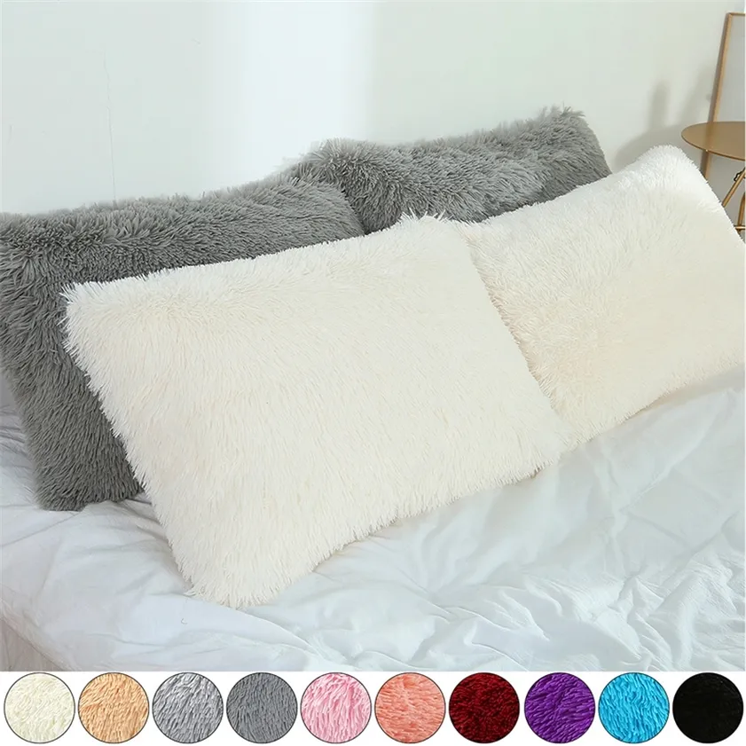 1/2 шт. Shaggy наволочка плюшевые чехлы пушистые декоративные чехлы сплошные цветные подушки подушки для постели.