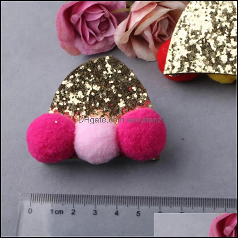 Hair Clips & Barrettes 30PCs/Lot Glitter Fabric Stars Ribbon Knot Bow Cute Ears Round Fur Ball Decorated Bling Ear Button Patch Sticker