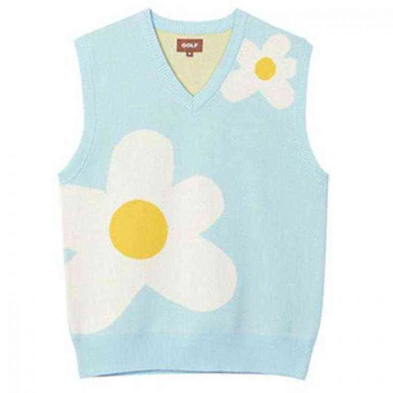 Luxury Golf Flower Le Fleur Tyler The Creator Men Sweater Vests Knit Casual Sweaters Vest Sleeveless High Drake 211120