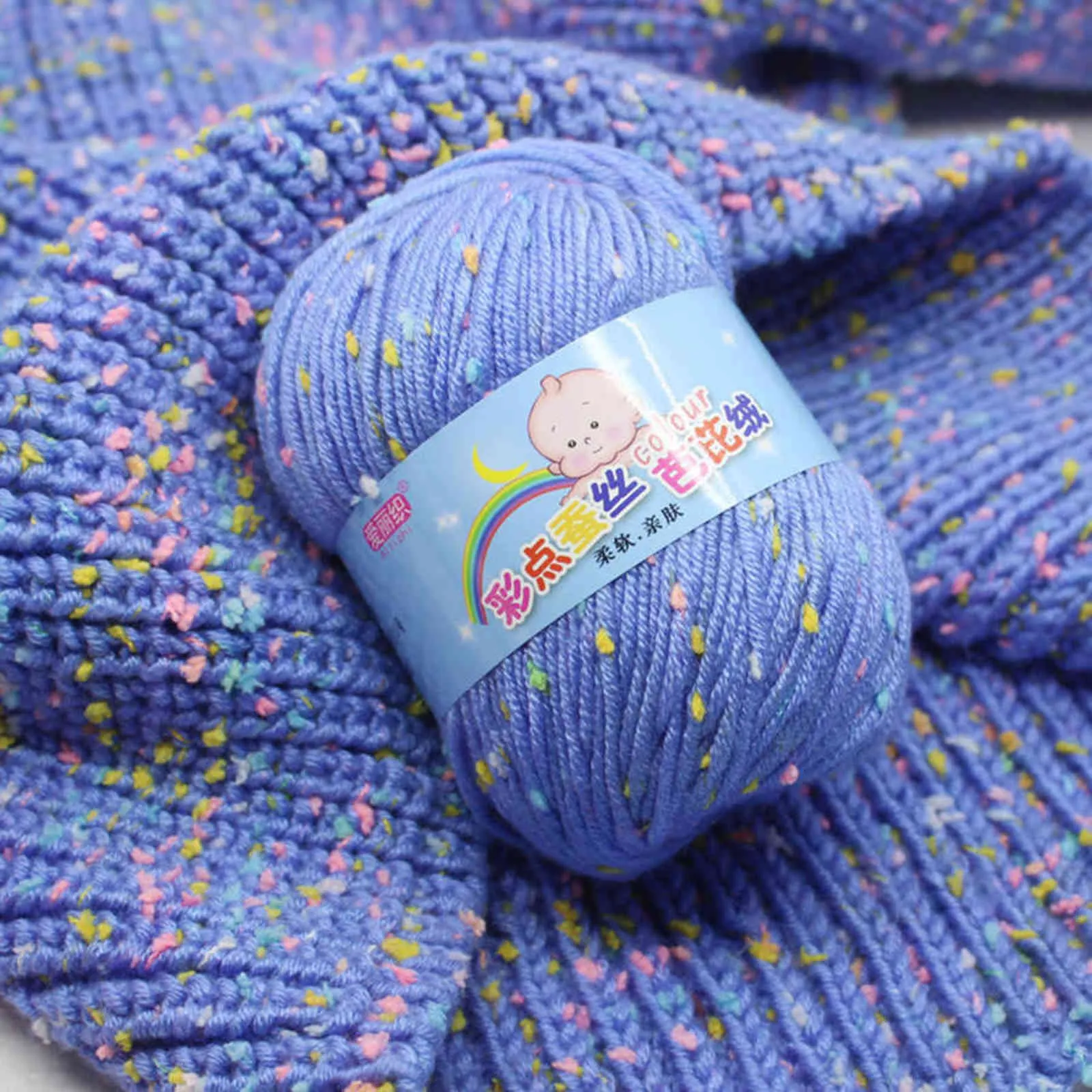 1 STÜCK 50g/Set Bunte Punkte Öko-gefärbtes hochwertiges weiches Baby-Baumwollgarn zum Stricken von Kammgarn-Häkelwollgarn Handarbeiten Weblinie Y211129