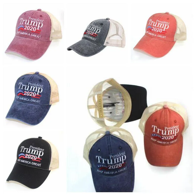 Trump Tasarımcısı Amerika Tutmak Büyük Mektup Şapka 2020 Beyzbol Kapaklar Işlemeli Yıkanmış Kumaş Top Kap Açık Seyahat Plaj Şapka Güneş Visor