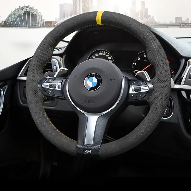 Для BMW X1 / 1Series 120i / 118i / X2 / 4Series / 425i / 430i DIY пользовательские замшевые кожаные кожаные вручную крышка для рулевого колеса