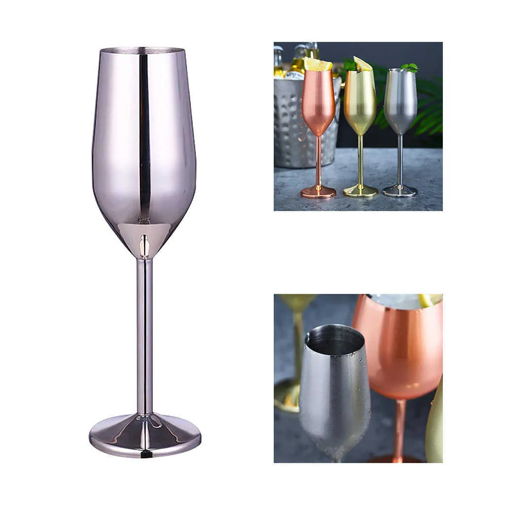 Stainless Steel Wine Glasses Elegant Drinkware Wedding Party Decor Stainless Steel Wine Glass Silver/Rose Gold/Golden Xmas Gift