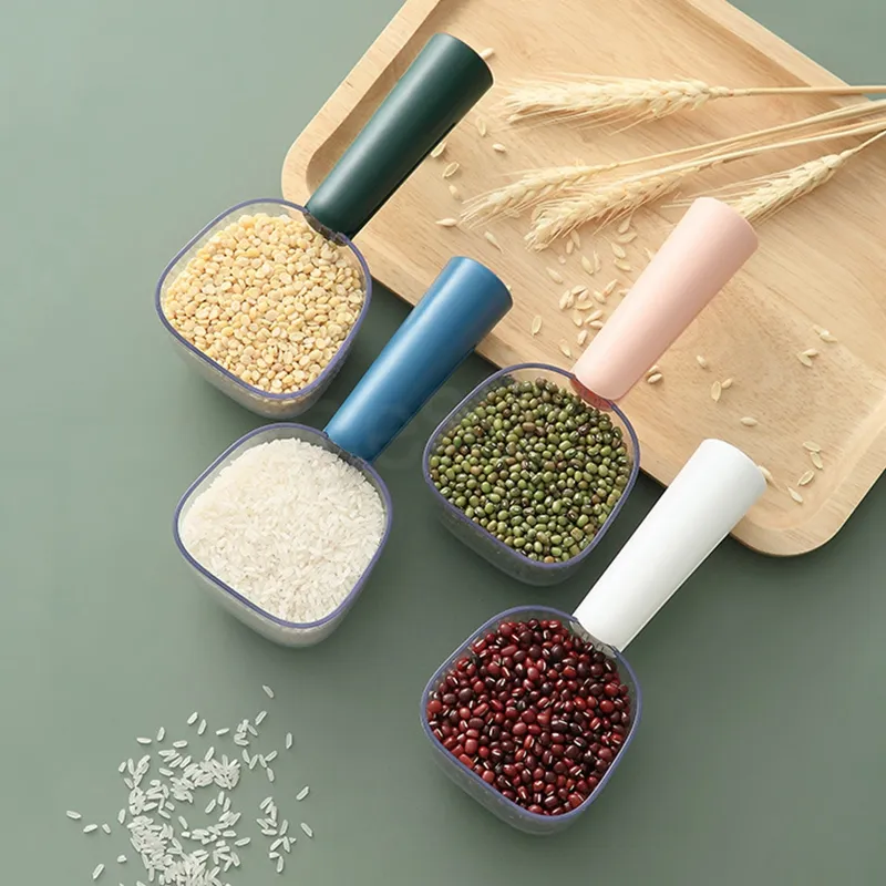 Kitchen Grains Flour Spoon Food Bag Keep Fresh Clip Coffee Beans Spices Transparent Measuring Spoons Milk Powder Scoop BH6118 WLY