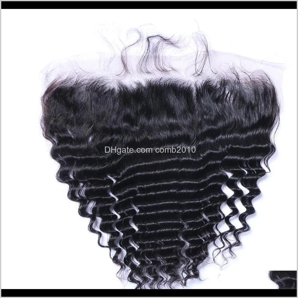 brazilian deep wave 13x4 ear to ear pre plucked lace frontal closure with baby hair remy human hair part top closures