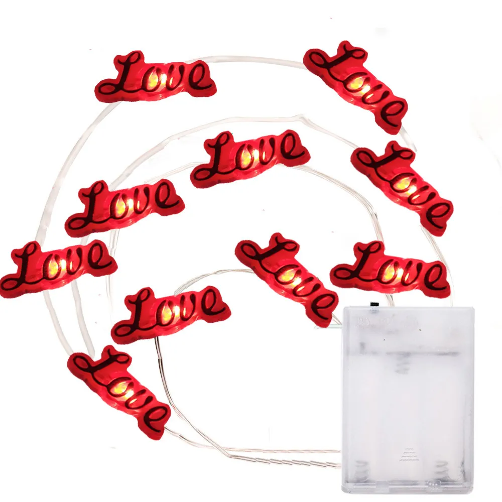 Valentine`s day Decoration Lights LED Red Love Heart Light String  Lights For Bedroom Decorations HH21-876