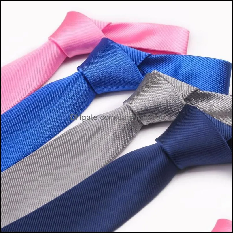 Neck Ties 2021 6cm Solid Polyester Neckties For Women Man Corbatas Gravata Woven Slim Tie Business Wedding Custom LOGO1