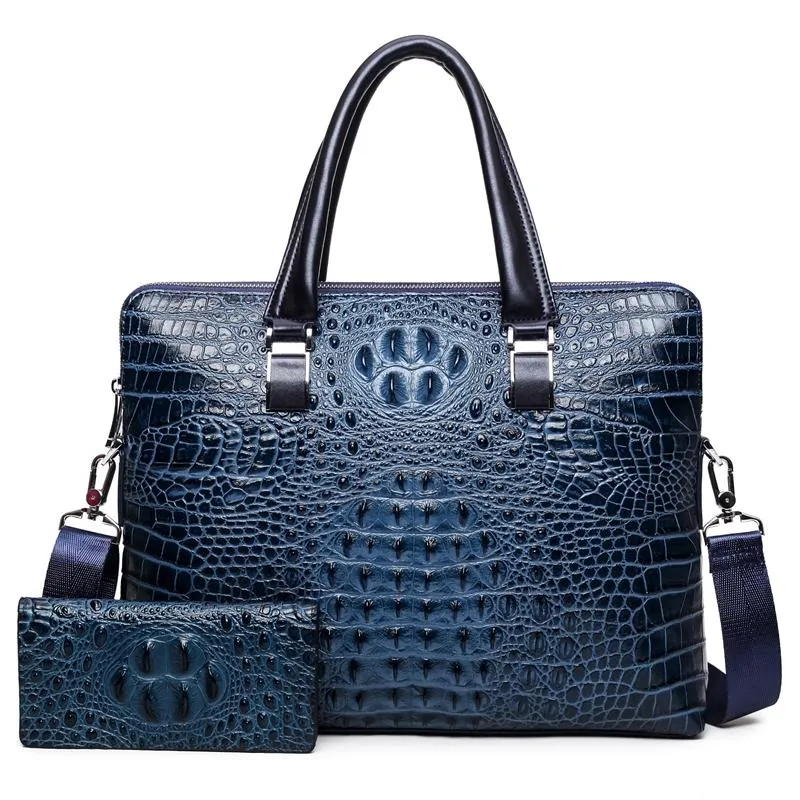 Porte-documents 2021 luxe vache en cuir véritable affaires hommes mallette homme sac à bandoulière Alligator messager fourre-tout ordinateur sac à main