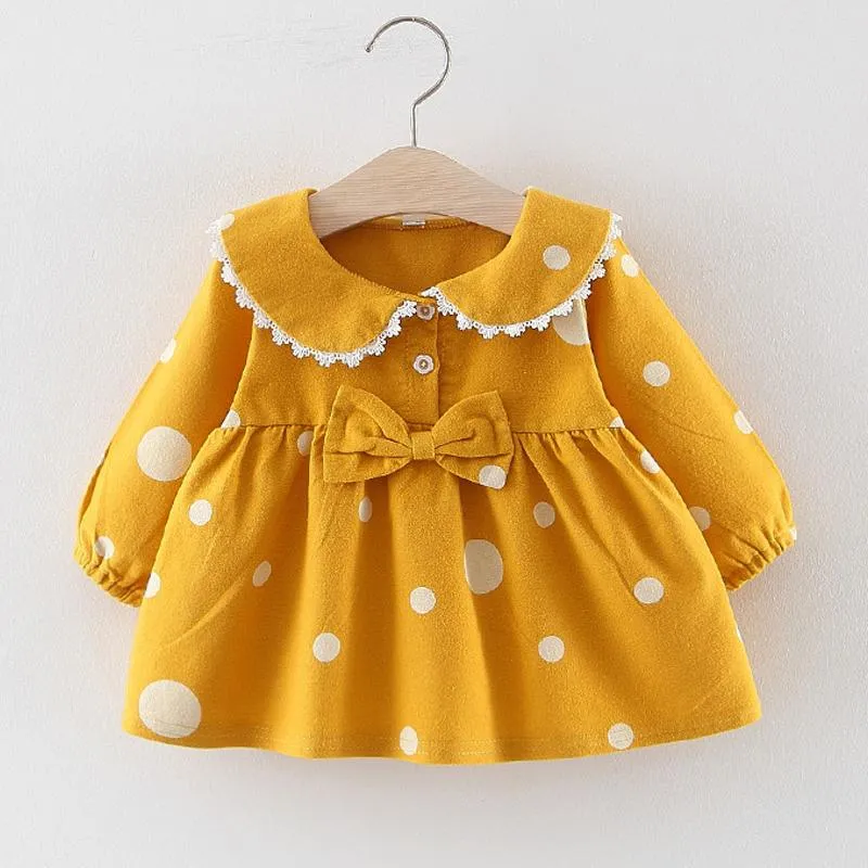 Toddler Kids Baby Girl Children Clothes Autumn Winter Long Flare Sleeve Polka Dot Print Dress Princess Dresses Girls Outfits LJ200923 170 Z2