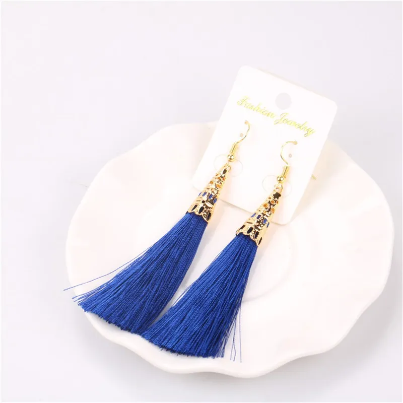 Boho Crystal Dangle Long Tassel Drop Earrings For women Ethnic Geometric Rose flower Sign Statement Earring Fashion Jewelry 