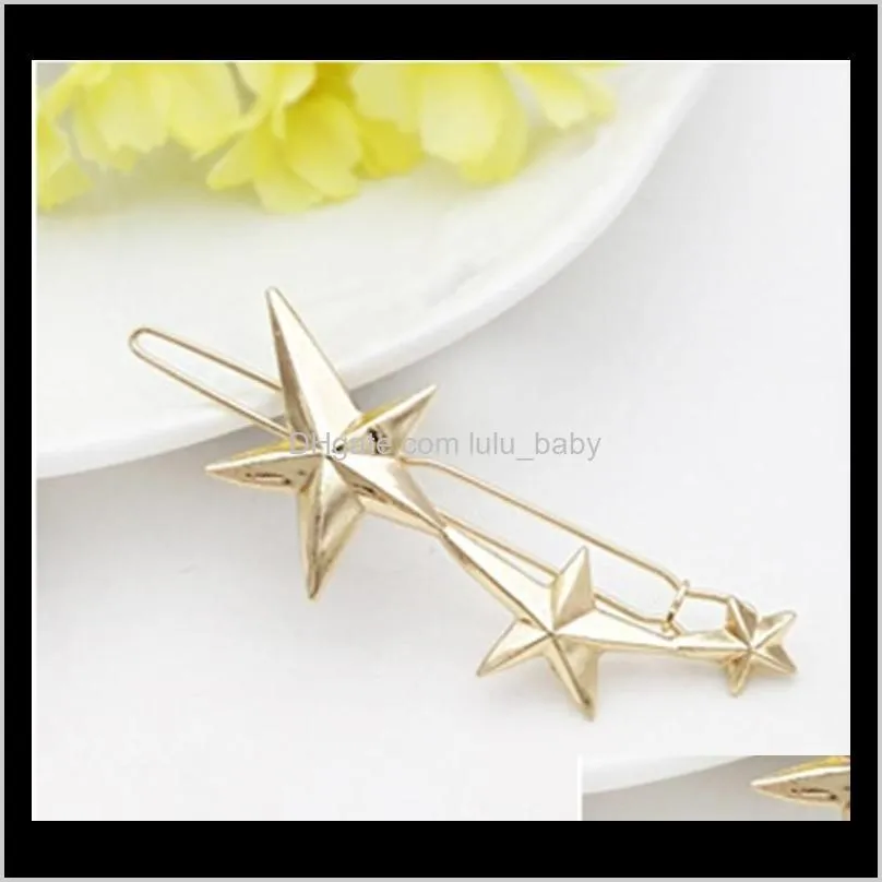 promotion trendy vintage circle lip moon triangle hair pin clip hairpin pretty womens girls metal jewelry accessories