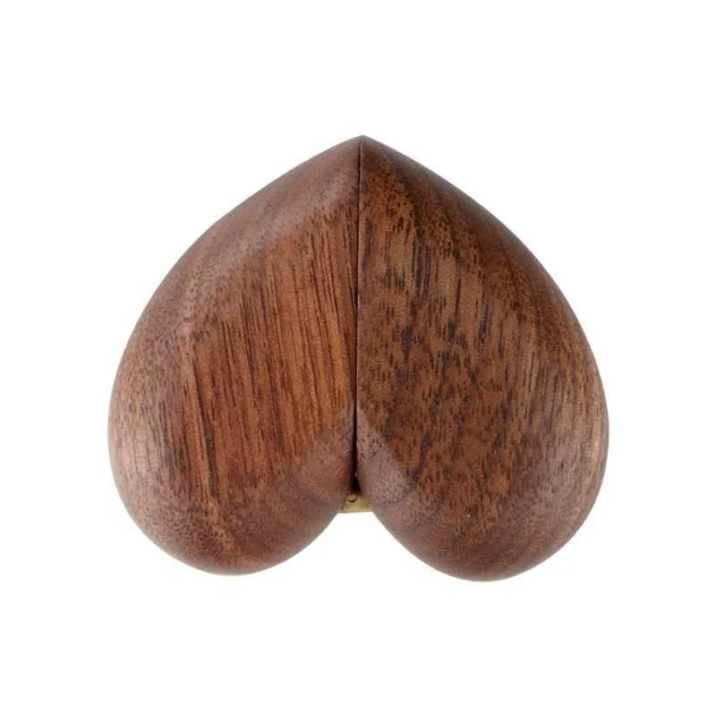 Heart Shaped Walnut Wood Ring Box Velvet Soft Interior Holder Organizer Jewelry Wooden Box Case for Proposal Engagement 210713216i