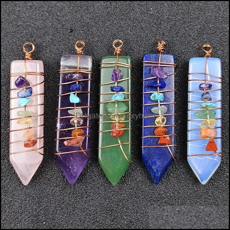 Halsband hängen pilspetsen chakra reiki helande pendum charms naturliga stenar hänge amet kristallmeditation för män kvinnor smycken maki