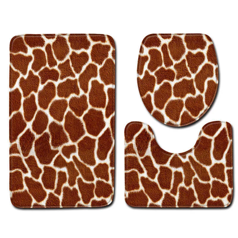 Fashion Leopard Pattern 3pcs Tappetini da bagno Bagno Tappeto da toilette Tappeto Flanella antiscivolo Decorazioni per il bagno Set di tappetini da bagno in pelliccia di animali finti 213162