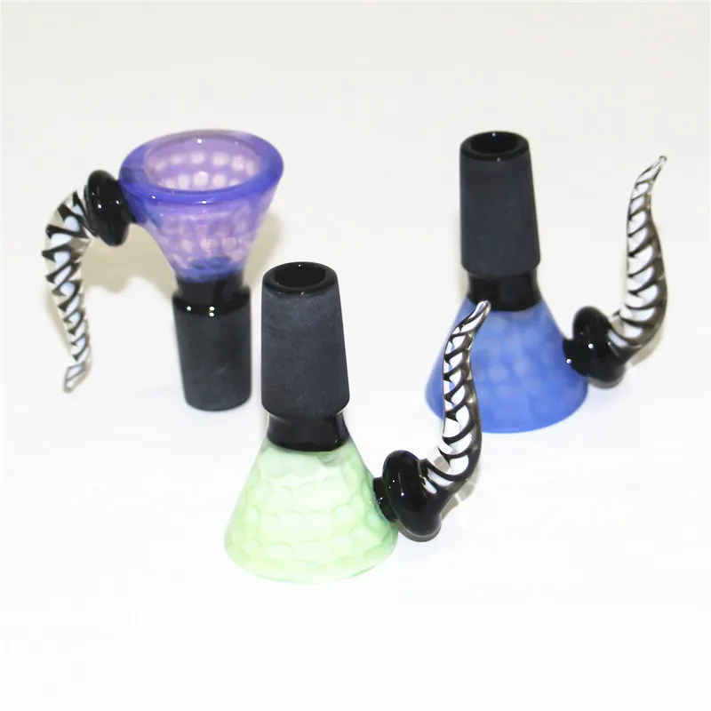 narguilés verre bong diapositives avec poignée bol entonnoir mâle sablier coloré 14mm accessoires pour fumer pipe à eau bongs 18mm bols capiteux