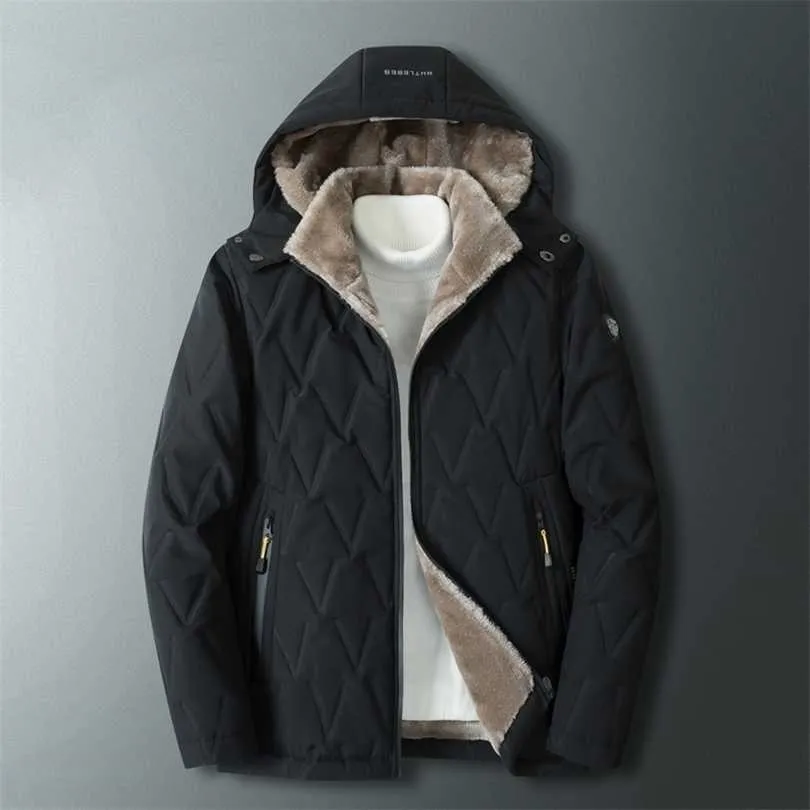 Grube polarowe Parkas Parkas Jacket Mężczyźni Zima Wysokiej Jakości Wodoodporna Płaszcz Moda Casual Wełna Liner Mężczyzna 211214