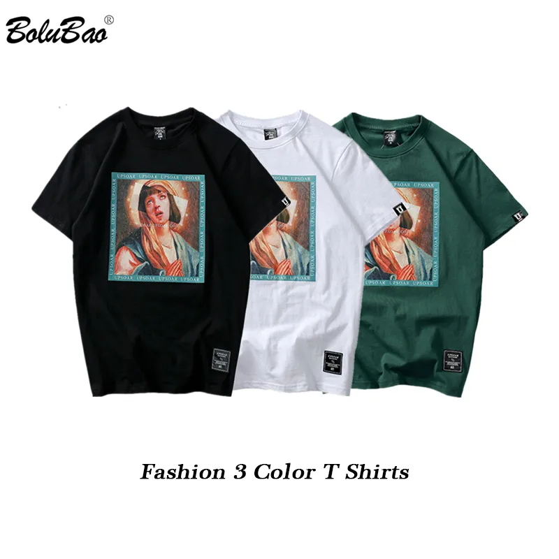 Bolubao Jungfru Mary Men T-shirts Sommar Märke Man 100% Bomull Fashion Tee Tröja Mäns Streetwear Short Sleeve T Shirt 210518