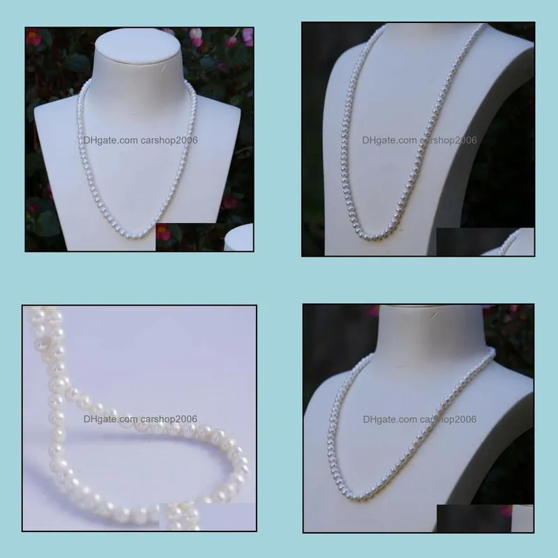 7-8mm White Natural Pearl Beaded Necklace 19inch Bridal Jewelry Choker Gift