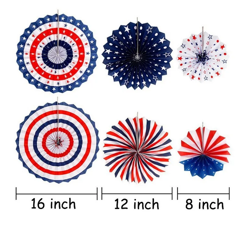 Hanging Paper Fans USA Star Strips Tissue Fan Decor for Independence Day Party Parade ZC3499