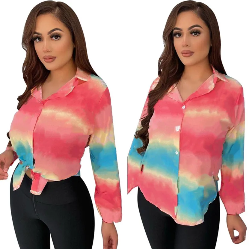 Gradient Letter Womens Button Down Shirt For Women Plus Size S 2X