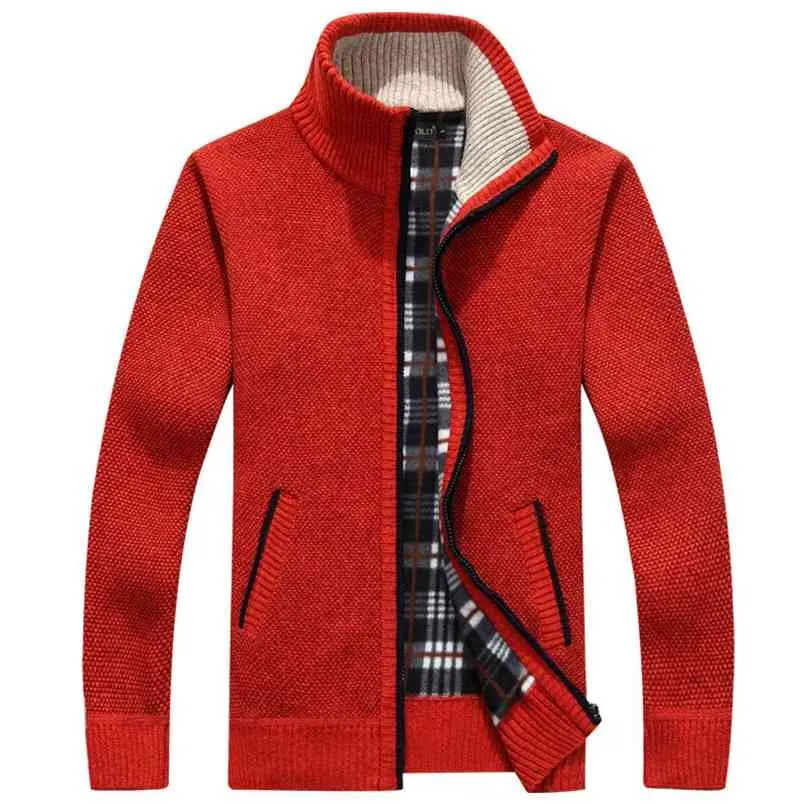 Cardigan Mannen Herfst Winter Warm Wol Cardigan Heren Trui met een rits Casual Knitwear Mannelijke Kleren Chompas Para Hombre 210809