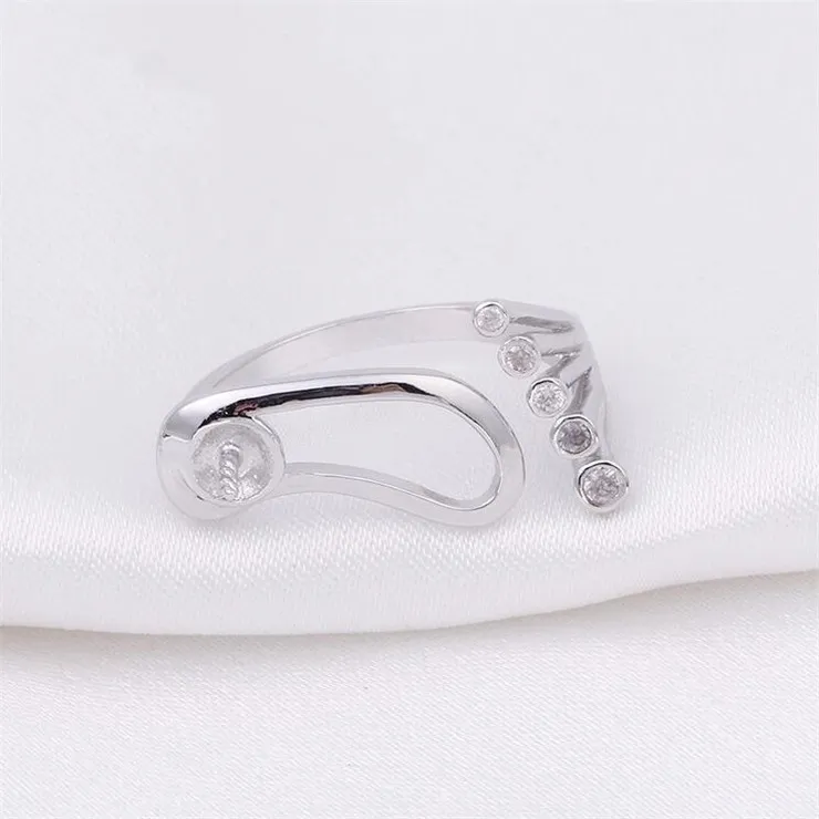 Baby Feet Designs Women Children Ring Settings 925 Sterling Silver Blanks Pearl Semi Mounts 5 Pieces