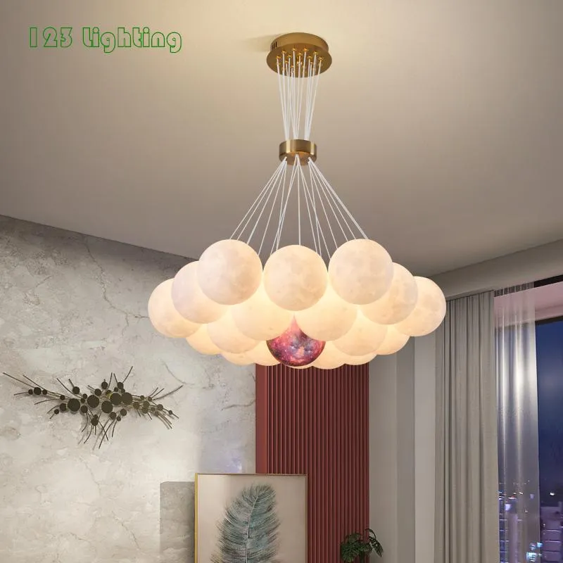 Подвесные лампы романтические шарики светодиодные люстра эль -холл.