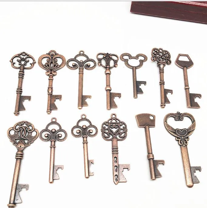 Zinc Alloy Key Opener 13 Styles Key Shaped Classic Pendant Bronze Beer Bottle Openers fast ship