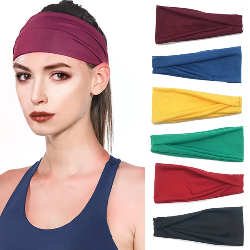 Donna Uomo Fasce Sport Cintura per capelli Fitness Sudore Palestra Yoga Tinta unita Fascia elastica Moda rosso nero bianco