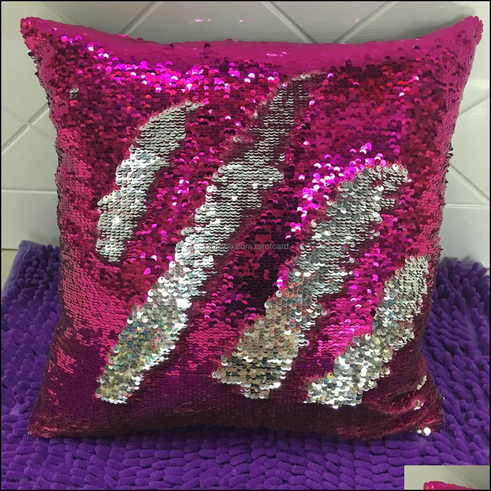 Double Sequin Pillow Case Cover Glamour Square Pillow Case Cushion Cover Home Sofa Car Decor Mermaid Pillow Covers Without core