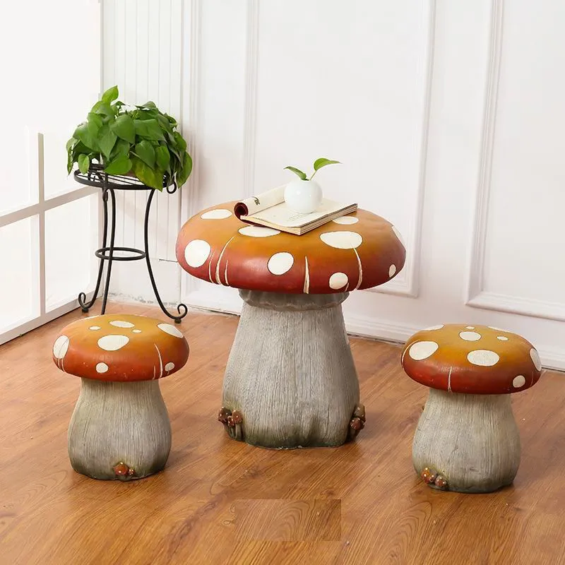 Food Stool Small Mushroom Shape Ottoman, Outdoor Garden Resin