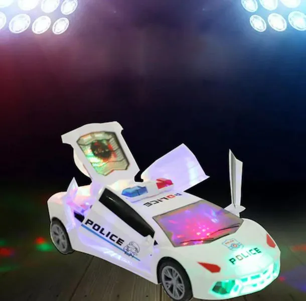 스턴트 유니버설 전기 경찰차 자동 변형 자동차 음악으로 회전 3D 조명 어린이 장난감