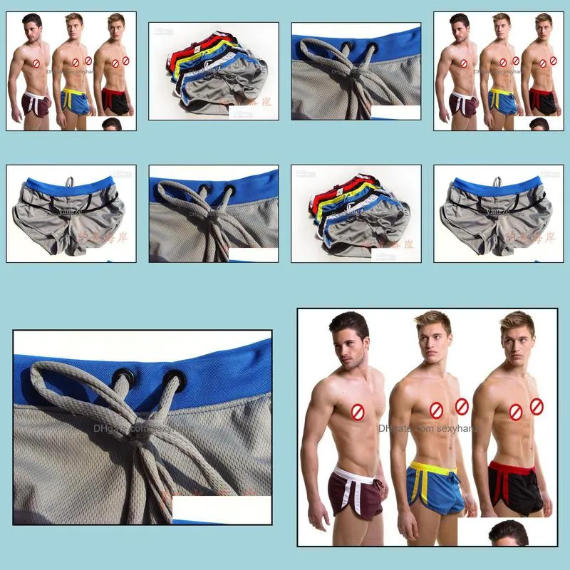 Sous-vêtements Sous-vêtements pour hommes Vêtements Sexy Shorts décontractés Sports de ménage avec G-String Jocks Sangles à l'intérieur de la pochette Gym Trunks Mesh Boxe à séchage rapide