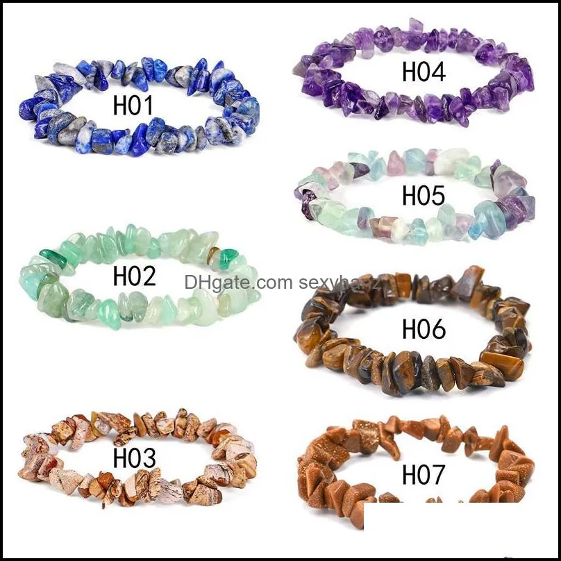 Beaded, Strands Irregar Natural Crystals Chakras Stone Bracelet Beads Chips Jewelry Bracelets Yellow Clear Aquamarines Drop Delivery 2021 L4